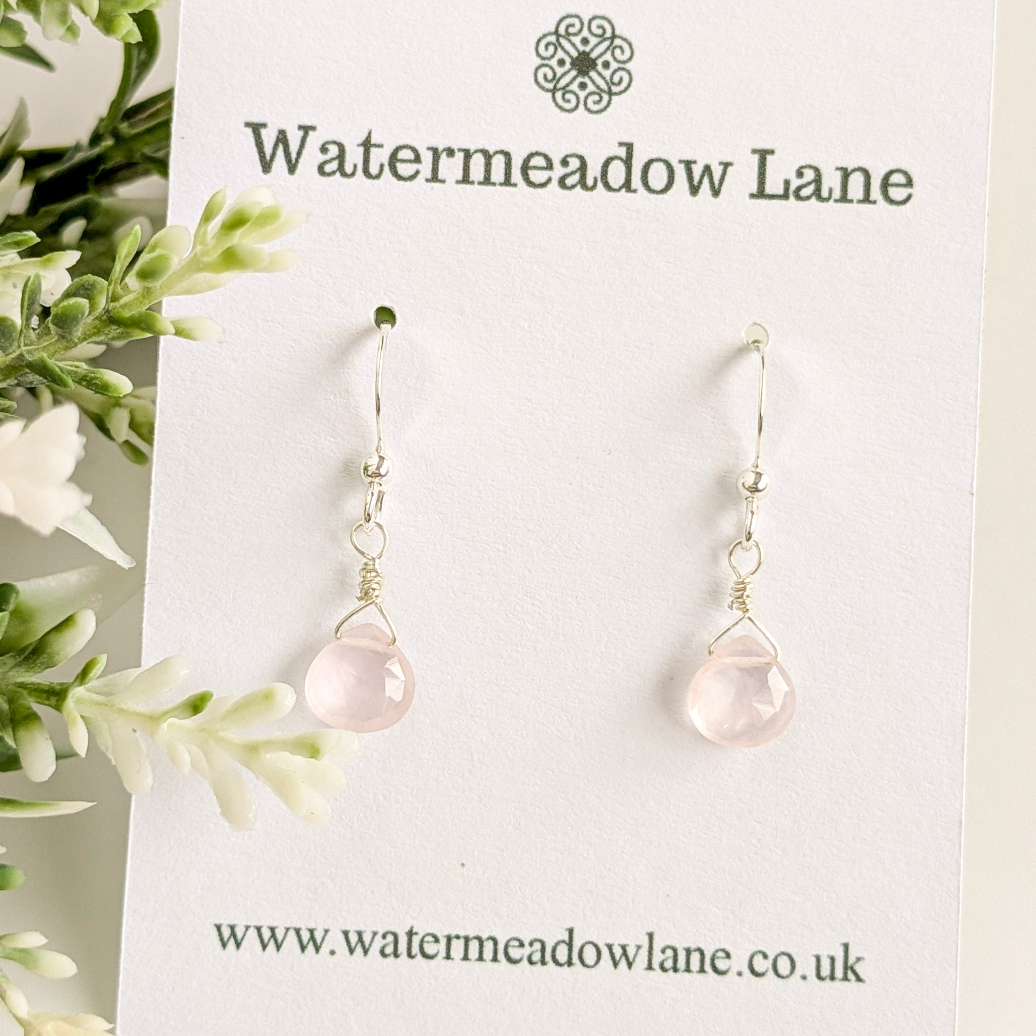 Rose Quartz Drop Earrings - Watermeadow Lane Jewellery