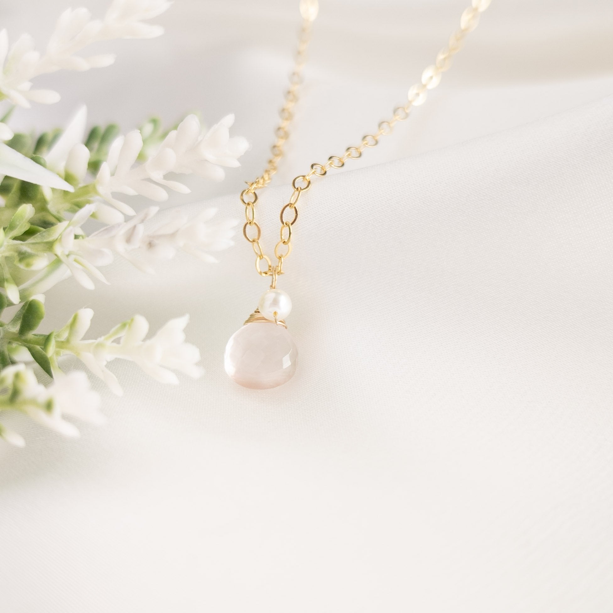 Rose Quartz & Pearl Pendant
