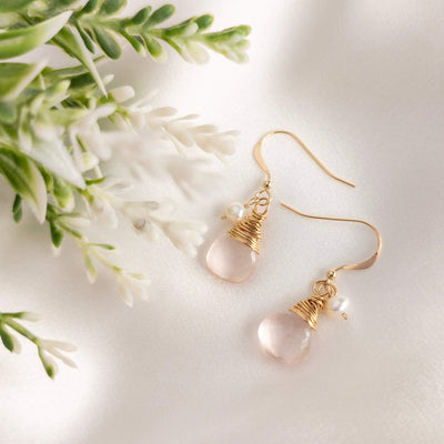 Rose Quartz & Pearl Earrings