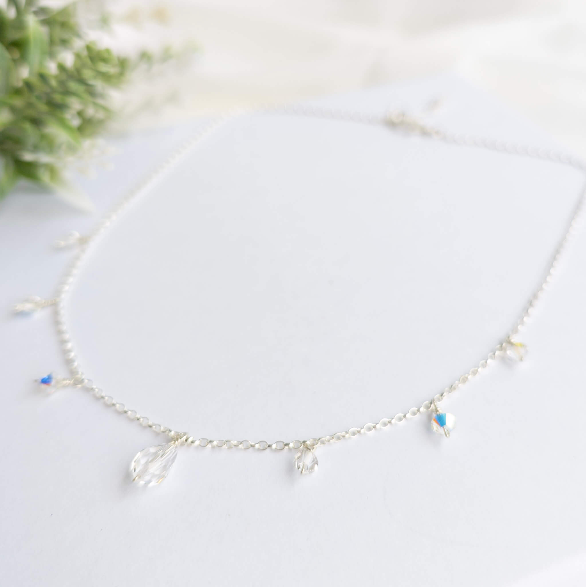 Sterling Silver crystal Drop Necklace